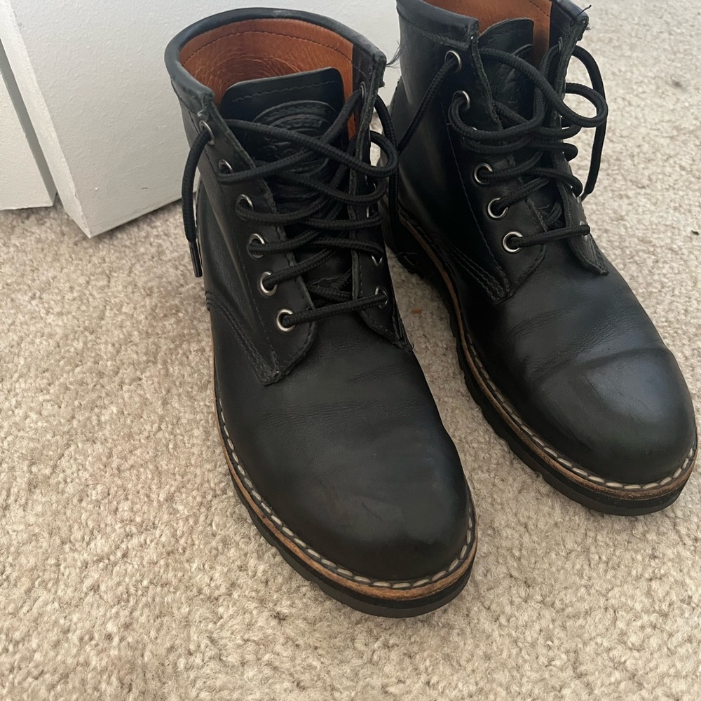 Black Leather Lace-Up Boots
